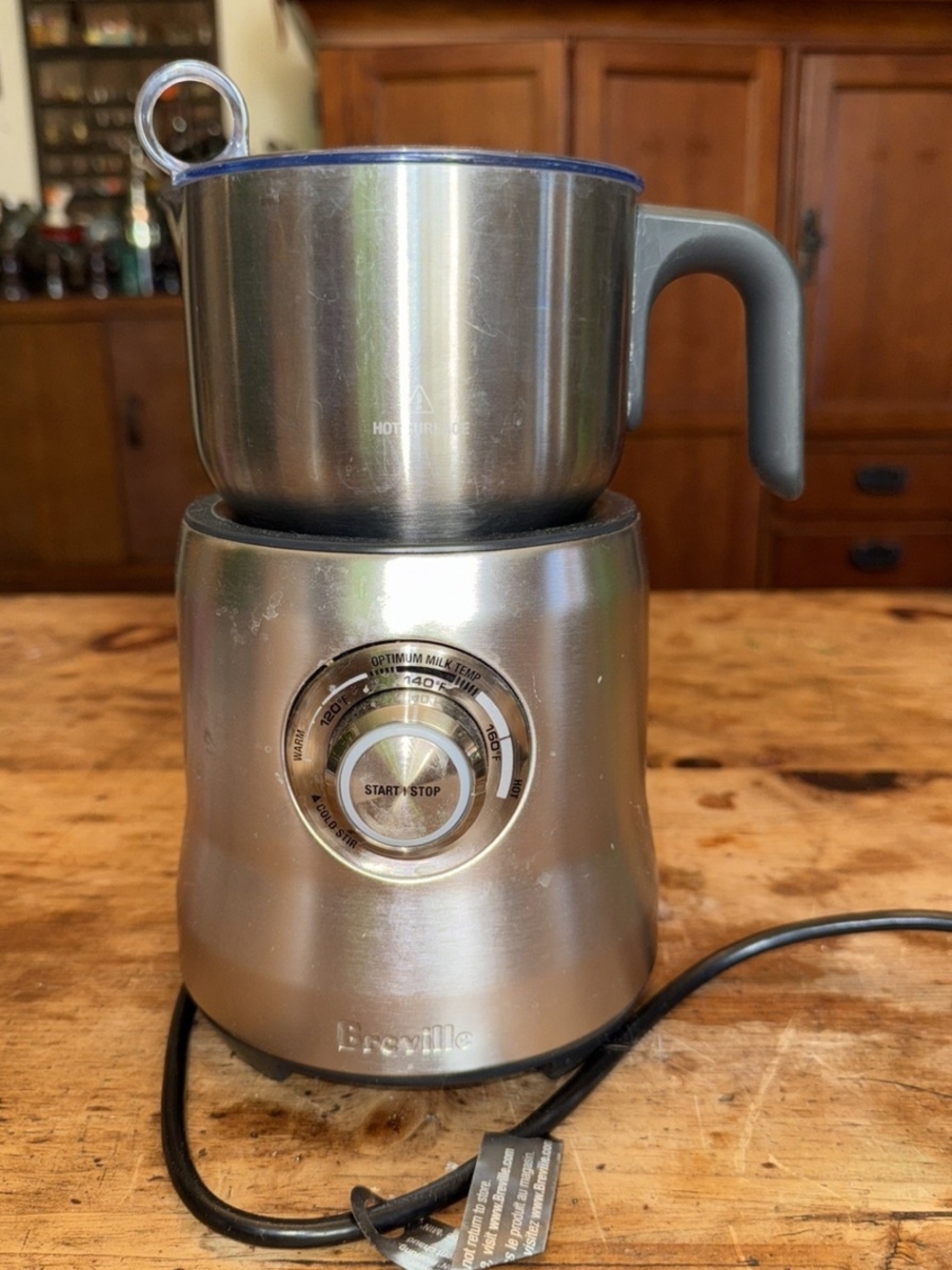 Breville Silver Electric Milk Frother with Gray Handle